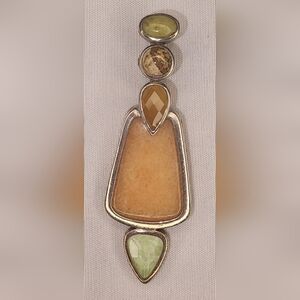 Whitney Kelly Sterling Silver Multi gemstone  Sculptural pendant